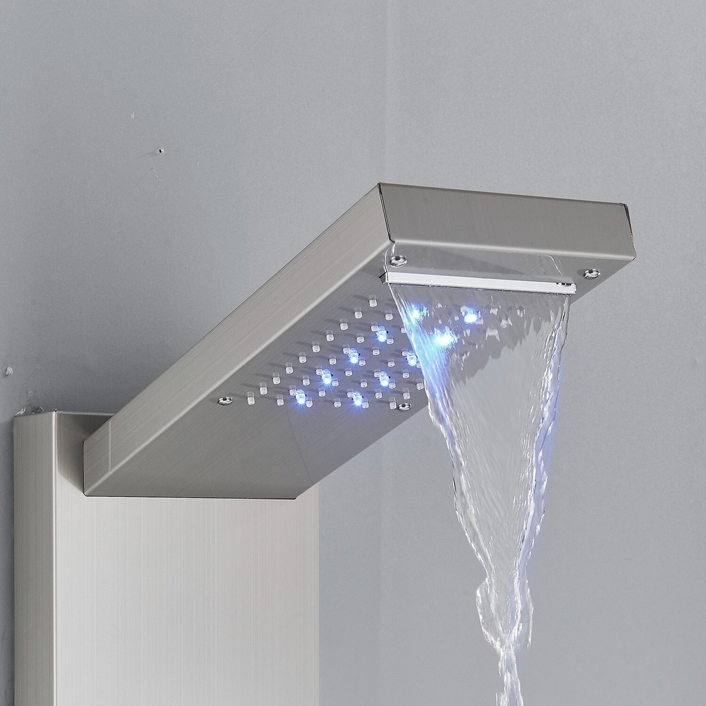 ELLO&ALLO Led Rainfall&Waterfall Head Shower Panel Tower Massage Body System Jet