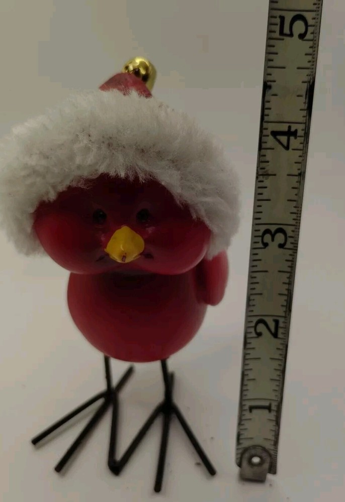 Cardinal With Poka Dot Santa Hat