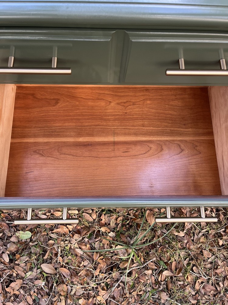 Refinished Solid Wood Thomasville Sideboard/ Credenza In Glossy Olive Green