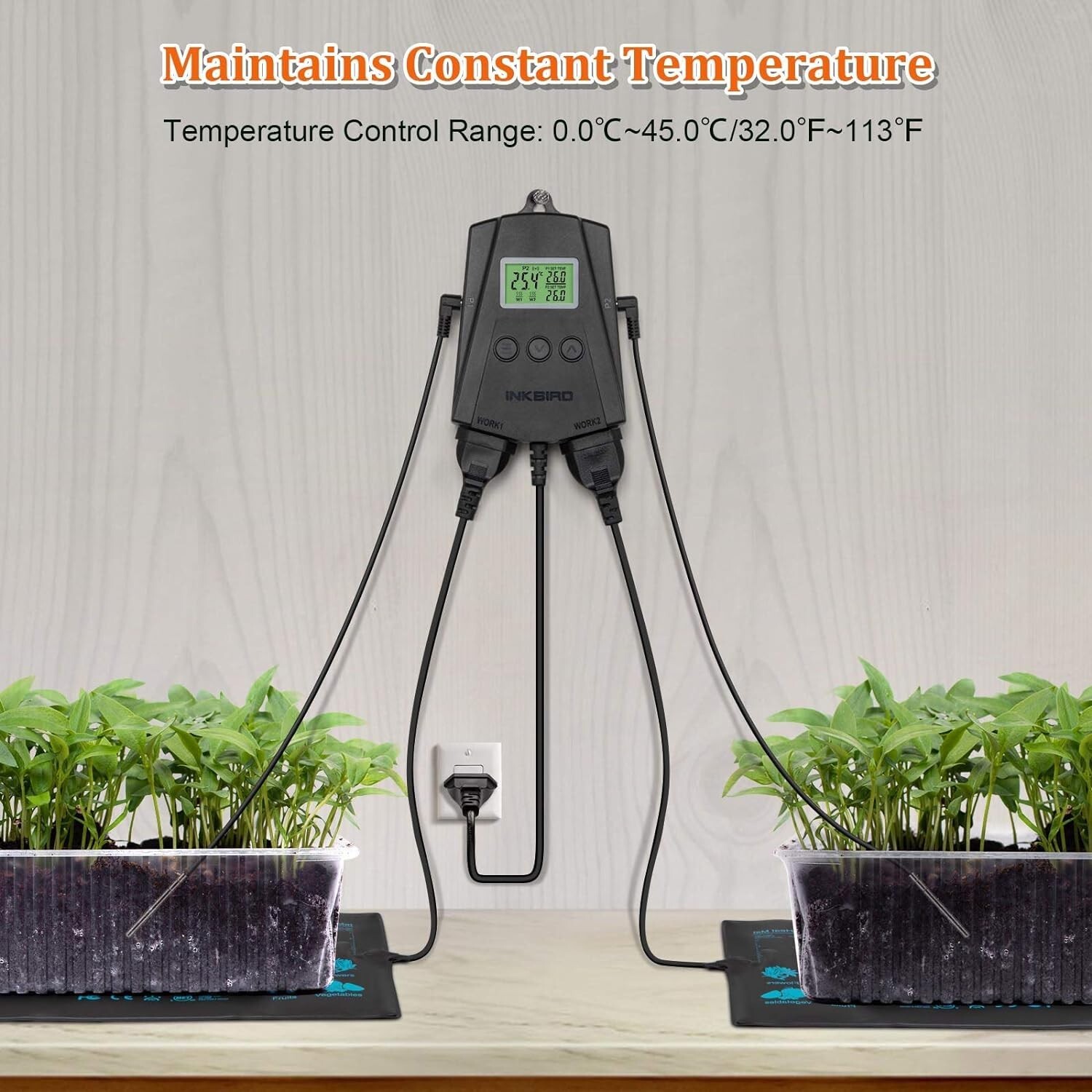 INKBIRD WiFi Thermostat Temperature Control Seedling Heat Mat*2 Plant Germiation