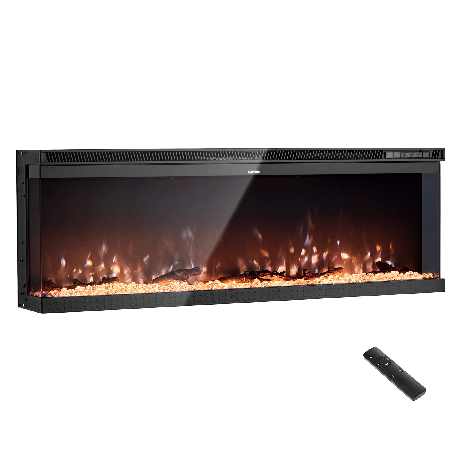 Uimoso 50-Inch Electric Fireplace Three-Sided Glass Wall-Mount & Recessed 1500W