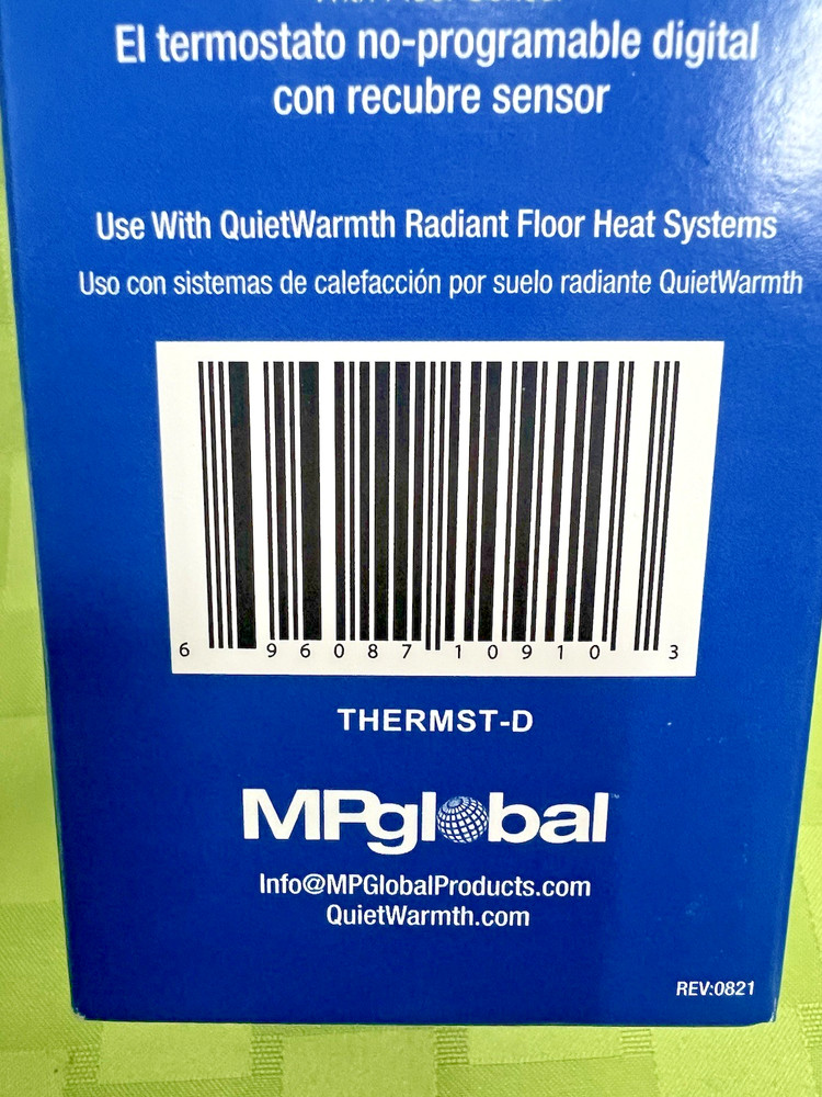 QuietWarmth Digital Non-Program Thermostat Built-in GFCI Floor Sensor THERMST-D
