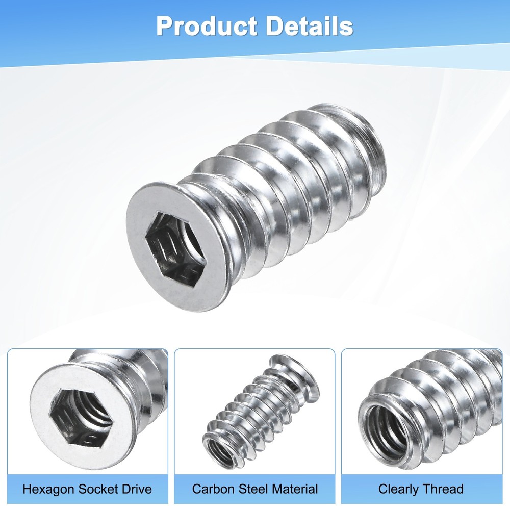 40-Pack Threaded Inserts, 1/4-20x20mm Nuts with A Wrench and Drill Bit [Silver]