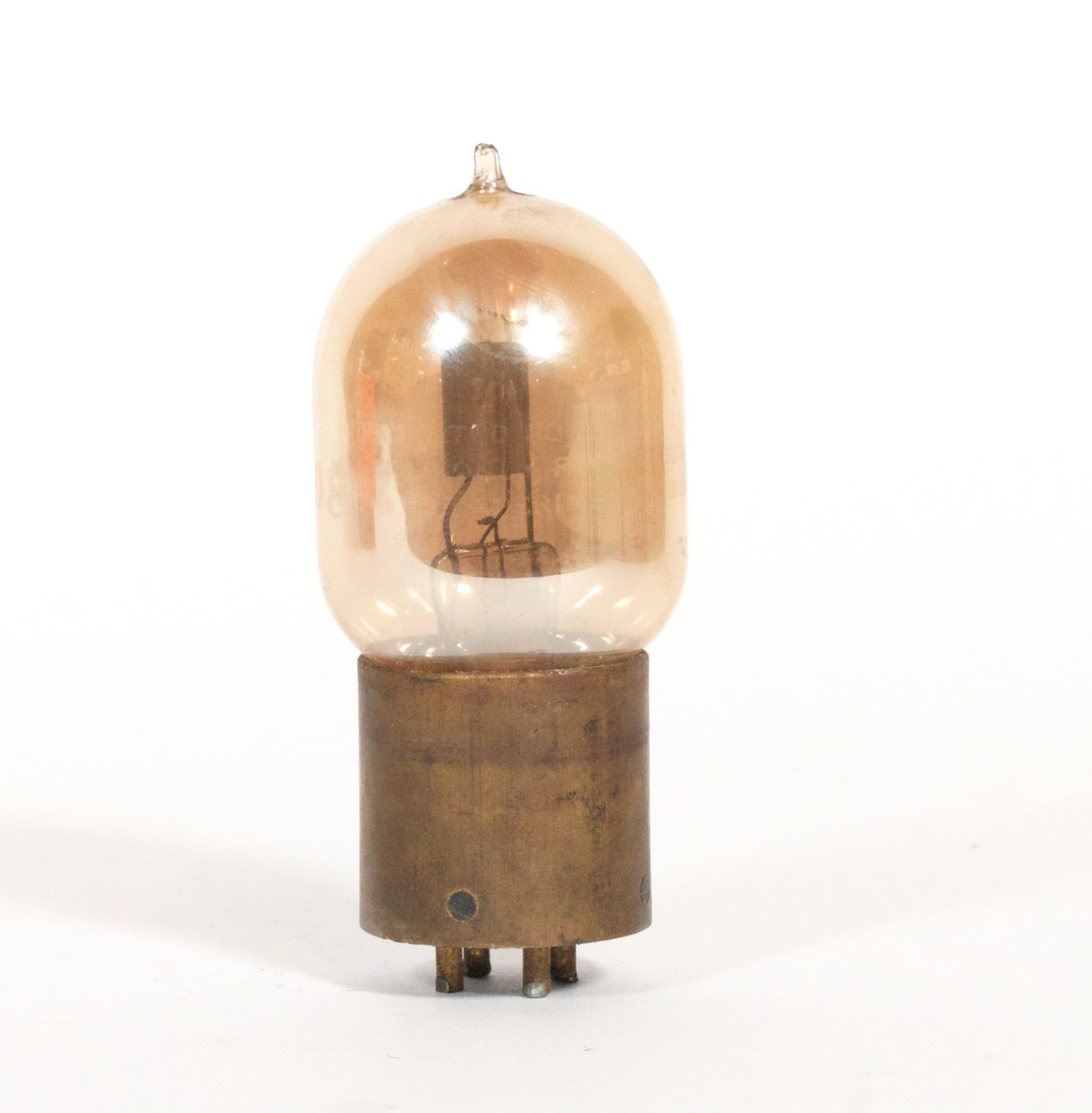 1920 Moorhead Radio Tube With Shaw Base, Amber Glass & GOOD Filament