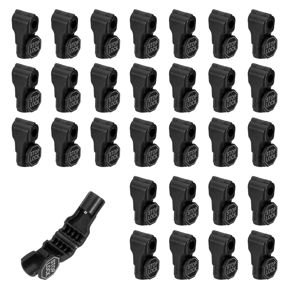 Peg Hook Locks Stop Locks, (7mm,Black) (30Pcs),Plastic Hook with Stop-Lock Sign