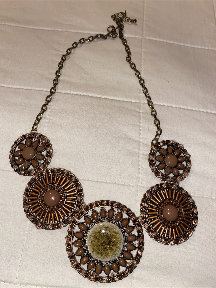 Brown Medallion & Rhinestone  22”