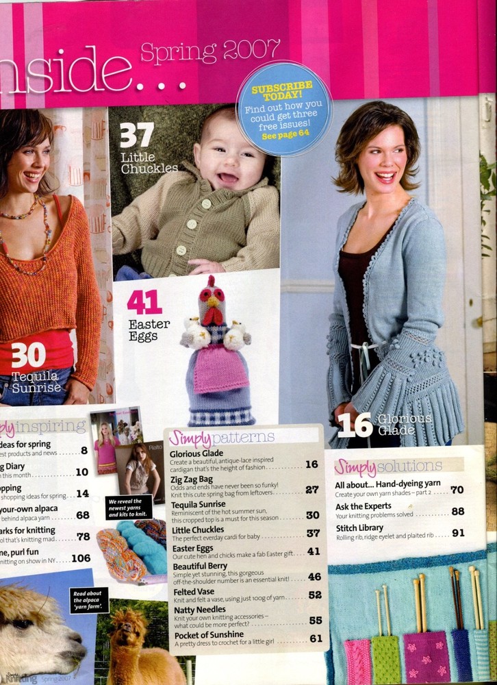 Simply Knitting Magazine Issue 27 Spring 2007 Alan Dart Easter Chicken Pattern
