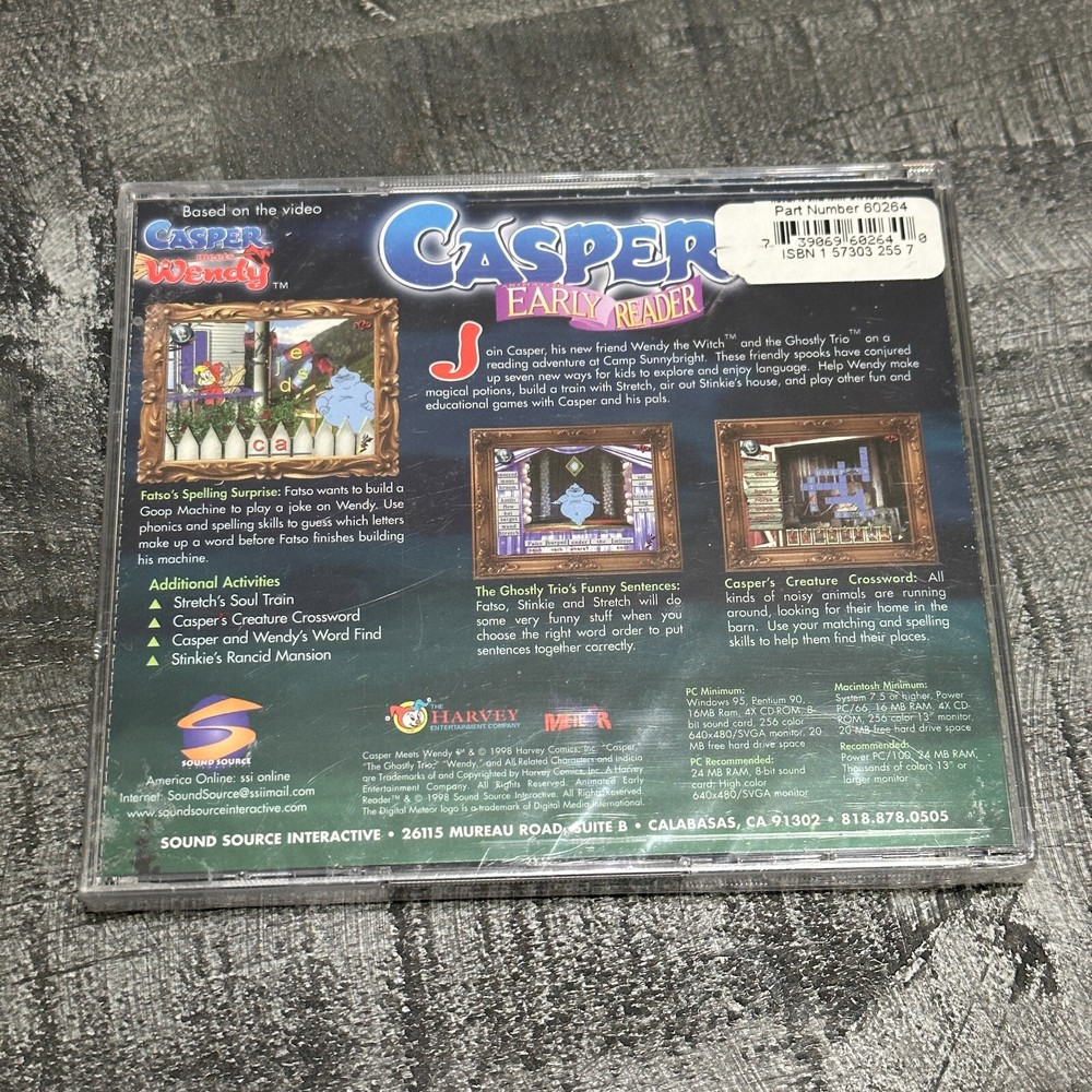 CASPER ANIMATED EARLY READER; Ages 5-7; 1998 Sound Source Interactive PC - NEW