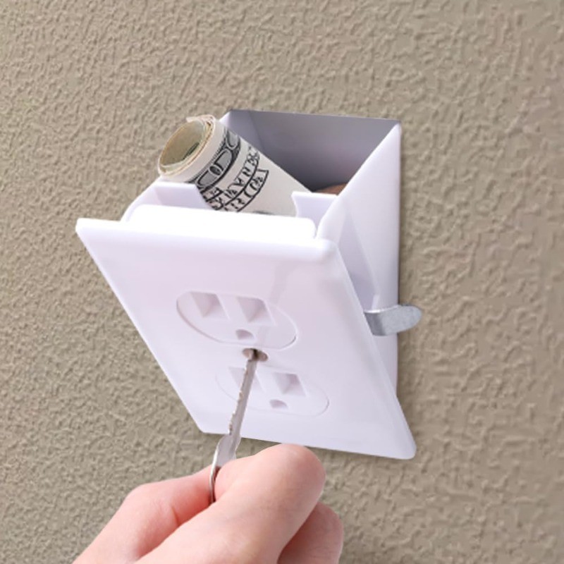 1Pc Hidden Wall Safe Security Electrical Outlet Keys Vault Secret Hide Valuables