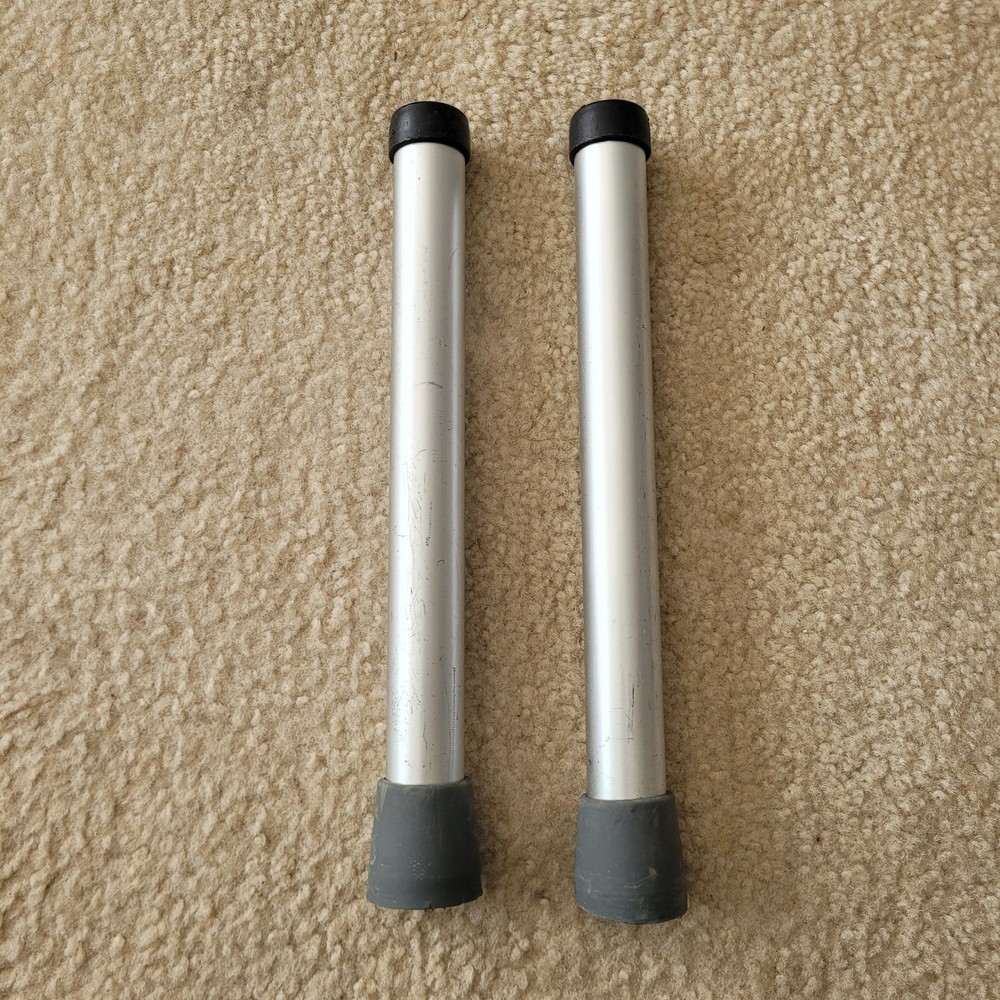 Folding Walker Replacement Legs with Rubber Tips Gray, 1 pair, Universal Fitting