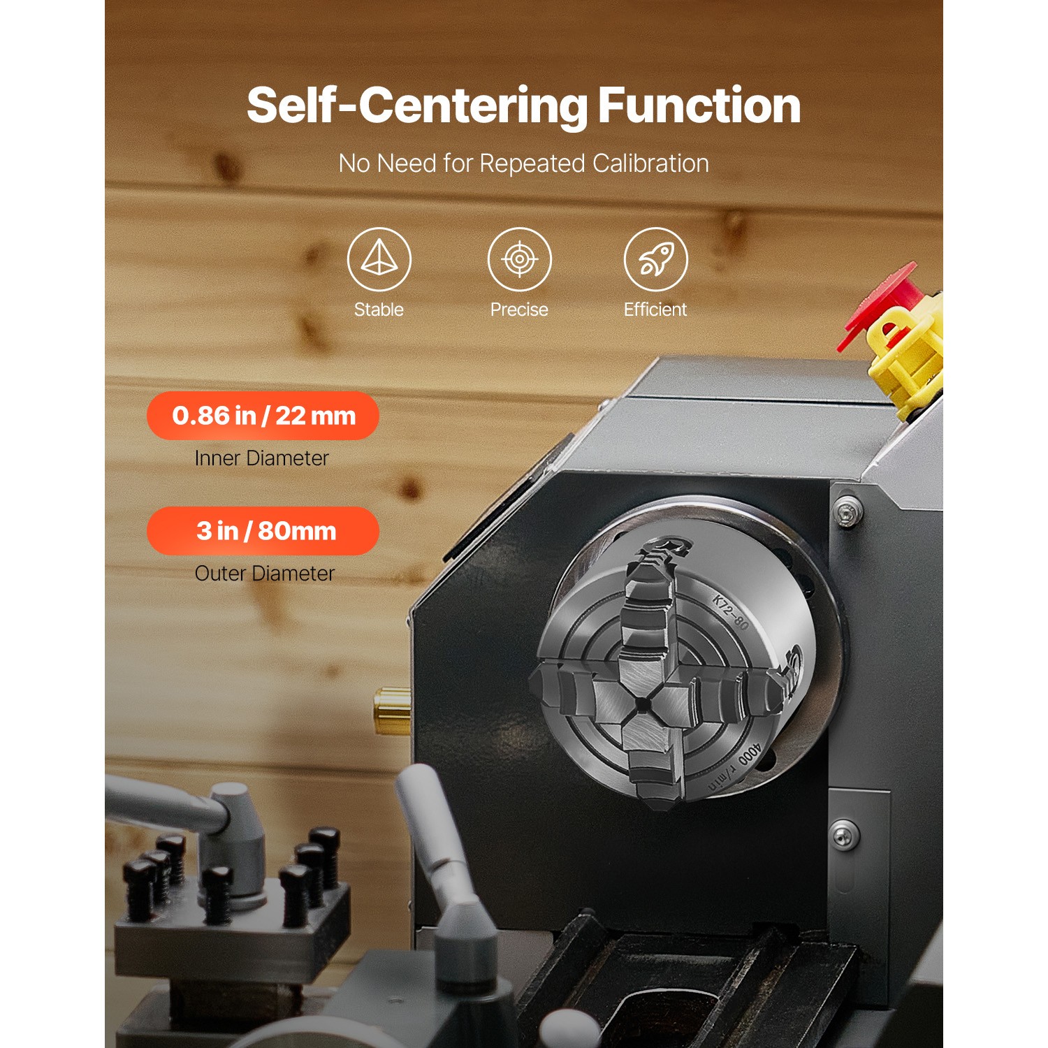 3 Inch 4-Jaw Self-Centering Lathe Chuck for Drilling Milling Machine 3D