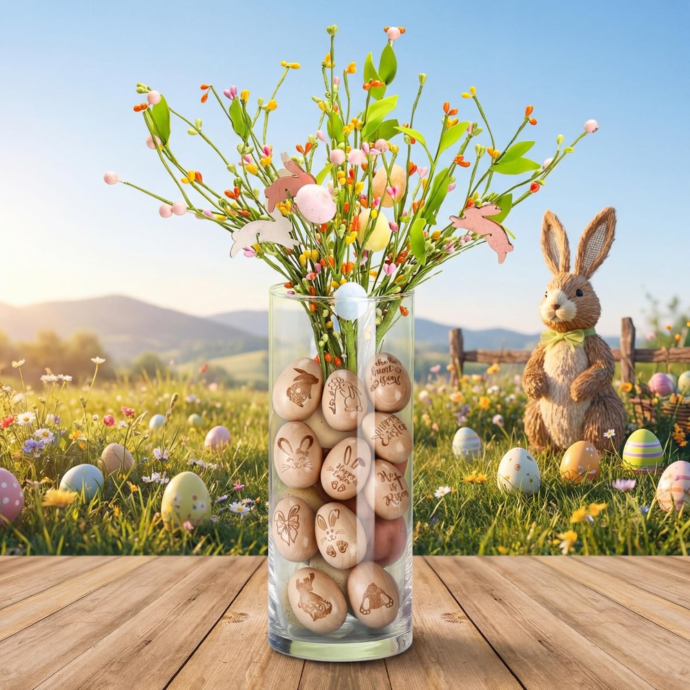 10 Pcs Wooden Easter Egg Decor Easter Table Centerpieces Resurrection Egg Laser