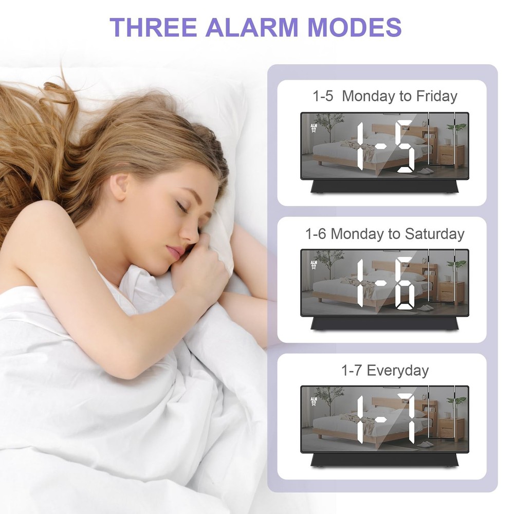 JXTZ Projection Alarm Clock, Large Screen Projector Clock for Bedroom Ceiling...