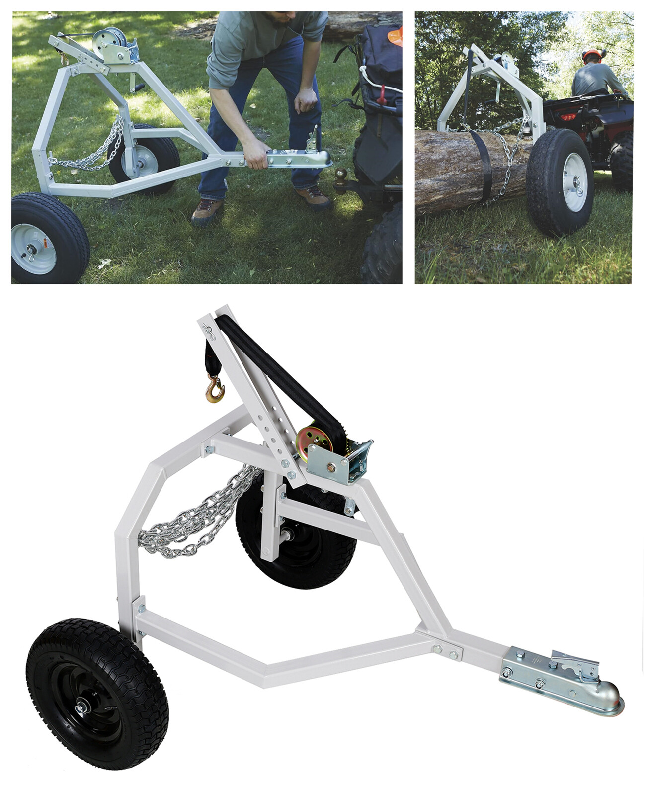 ATV Log Skidding Arch 1000-lbs Capacity 18in Dia. Heavy Duty Log Wood Transport