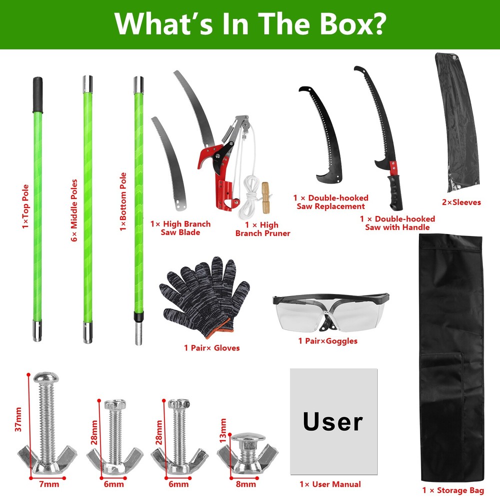 Long Manual Pole Saw Extendable Tree Pruner Portable Pole Saw Pruner Pole Tool
