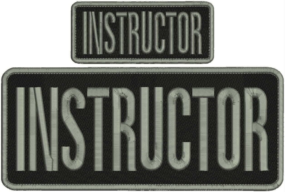 INSTRUCTOR  EMBROIDERY PATCH 4X10 AND 2X5 HOOK ON BACK BLACK GRAY
