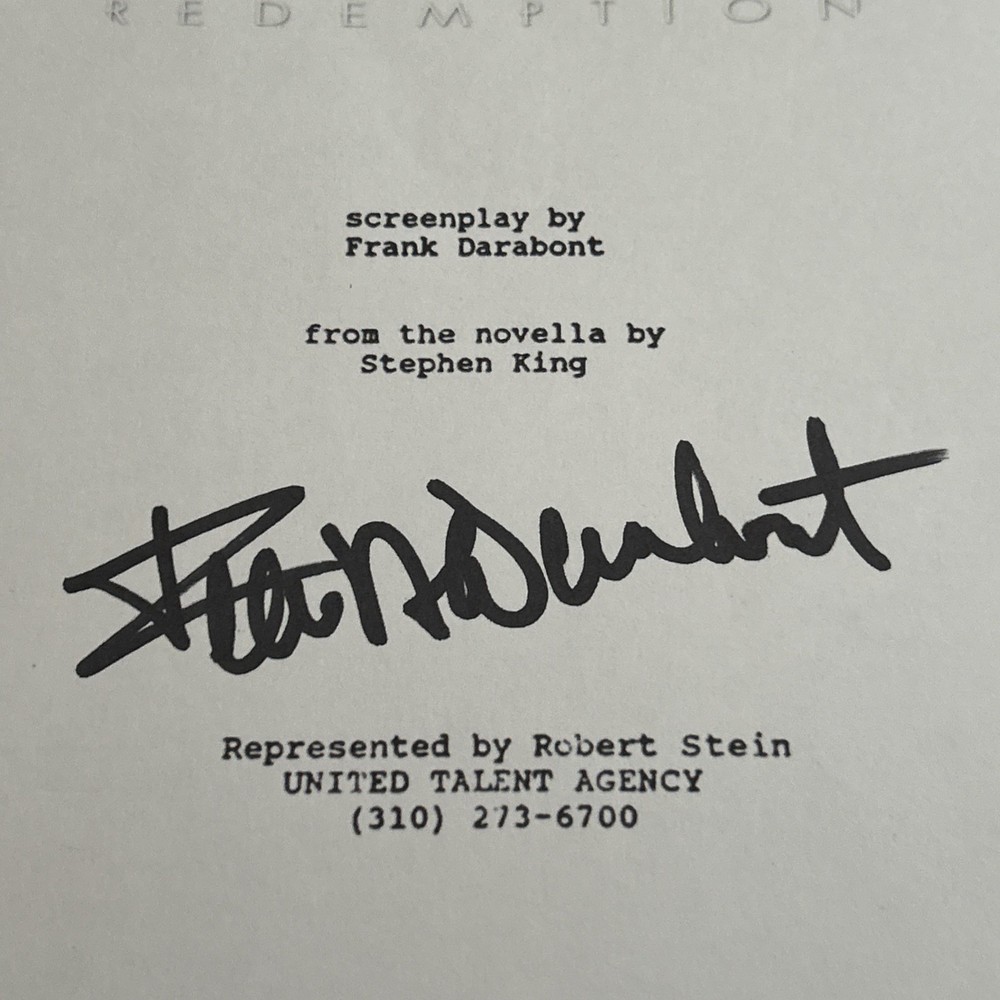 Frank Darabont Shawshank Redemption Director Signed Screenplay Script Cover JSA
