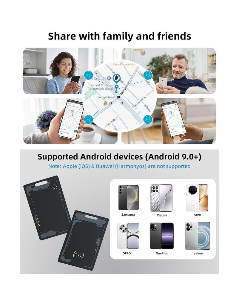 CooAoo Wallet Tracker Card Android, IP68 Waterproof Smart Card Lugg... Fast Ship