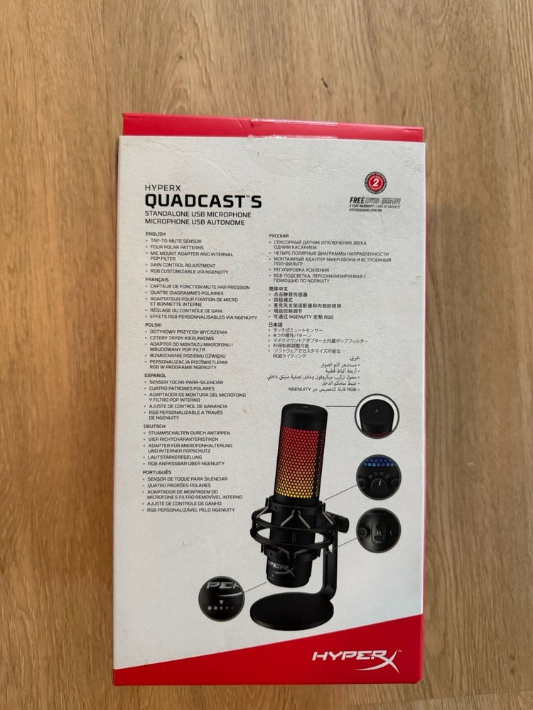 HyperX QuadCast S USB Microphone RGB Lighting Shock Mount PC PS5 PS4Mac