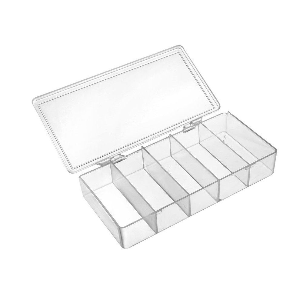 Component Storage Box PS Fixed 5 Grids Clear White 175x85x34mm