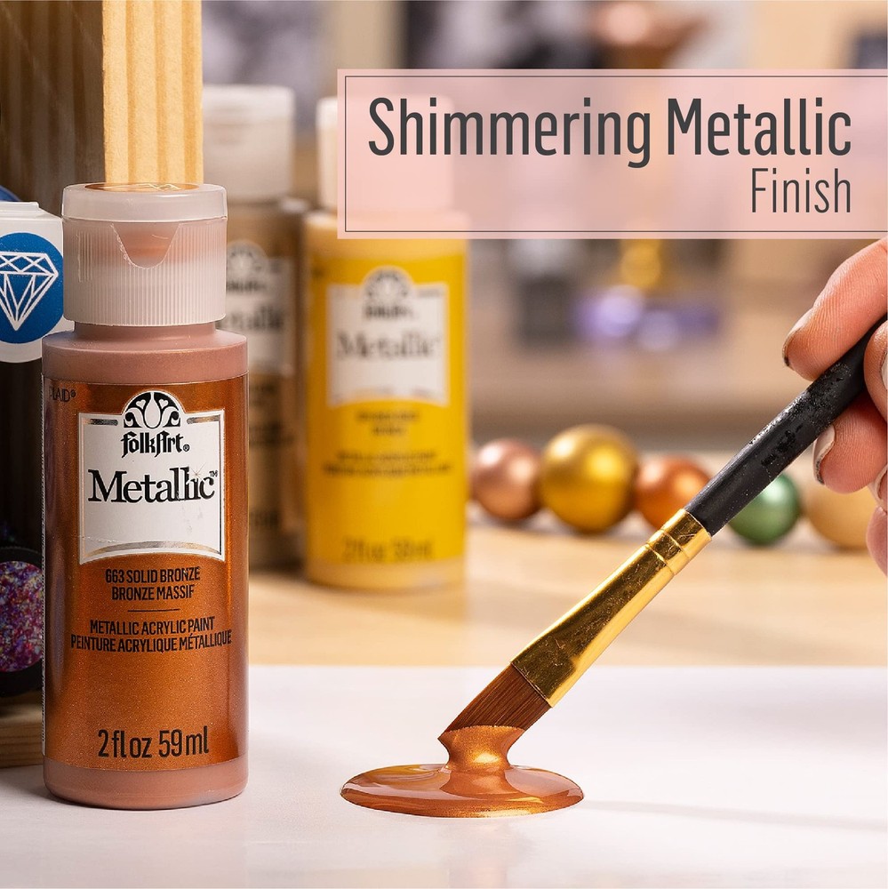 Metallic Acrylic Paint Assorted Colors 2 Ounce 663 Solid Bronze Single
