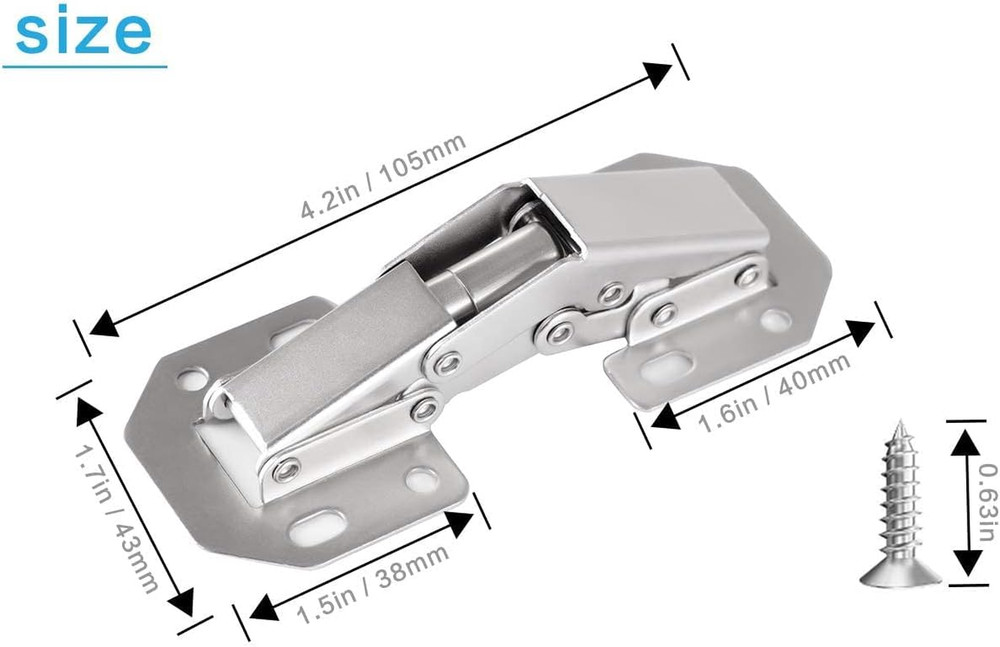 4-Pack Hidden Hinges for Cabinet Doors Frameless, Concealed Cabinet Hinges, Surf