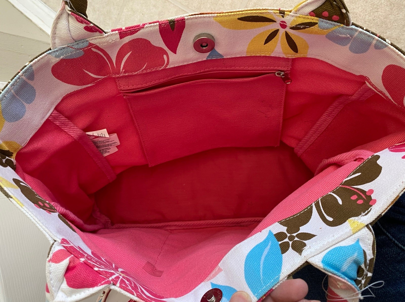 DISNEY Girls Minnie Canvas Beach Tote/bag Hot Pink 14” x 11” Pockets (Set of 2)