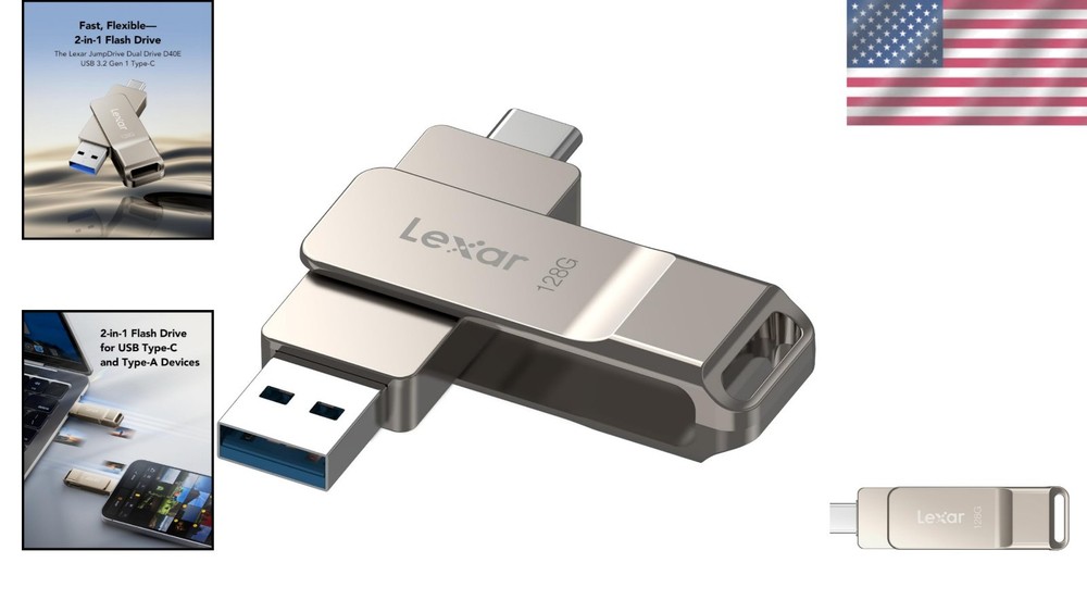 D40E 128GB Elegant USB Flash Drive - Dual Connectors & Secure AES Encryption
