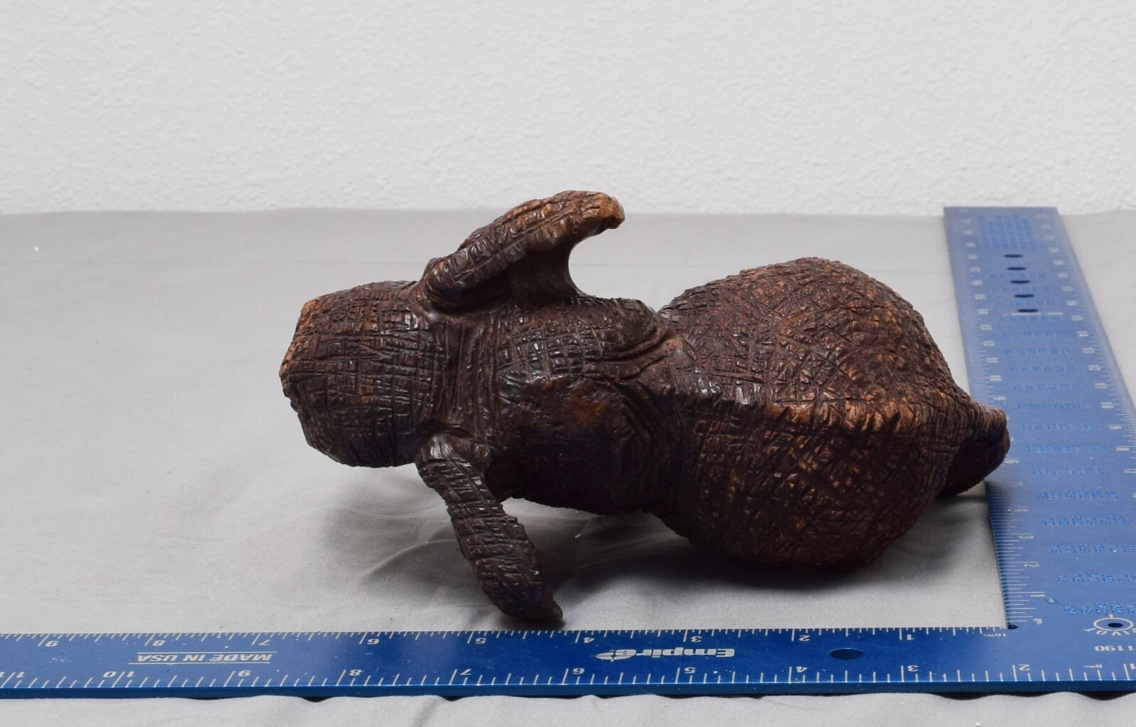 Carved Wooden African Elephant Figurine 5.5" x 7.5"