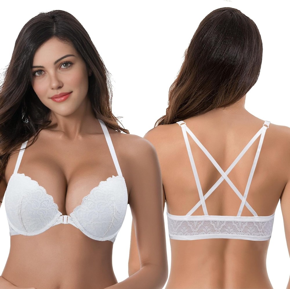 Curve Muse Attractive Push Up Front Closure Bra 38C 2-Pack Padded Underwire