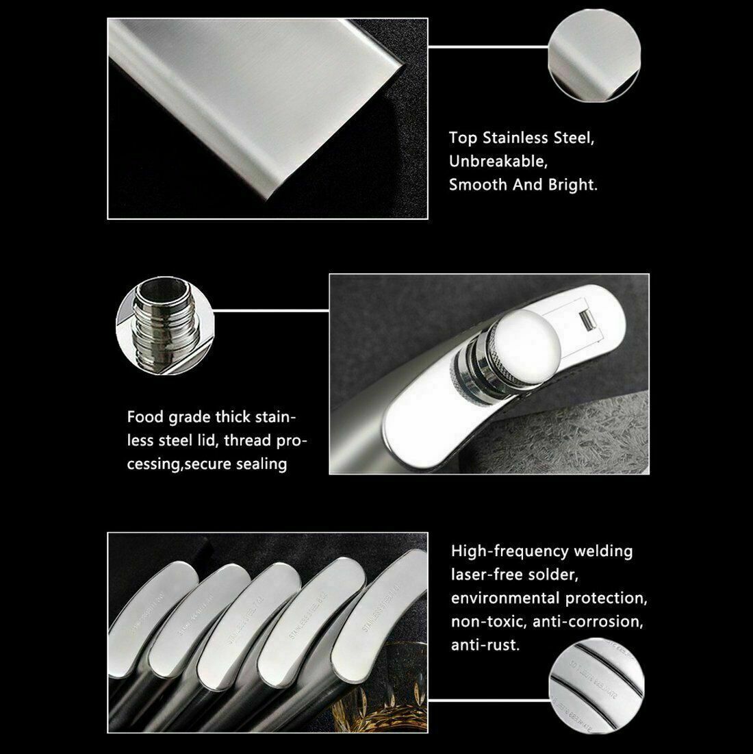 Stainless Steel Liquor Pocket Hip Flask Alcohol Whiskey Screw Cap Flagon 7 10 oz