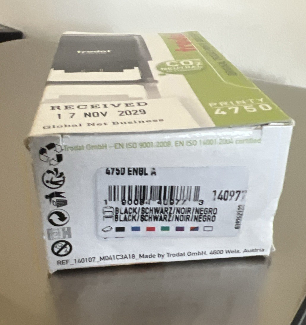 4750 Date Stamp with English Message Received