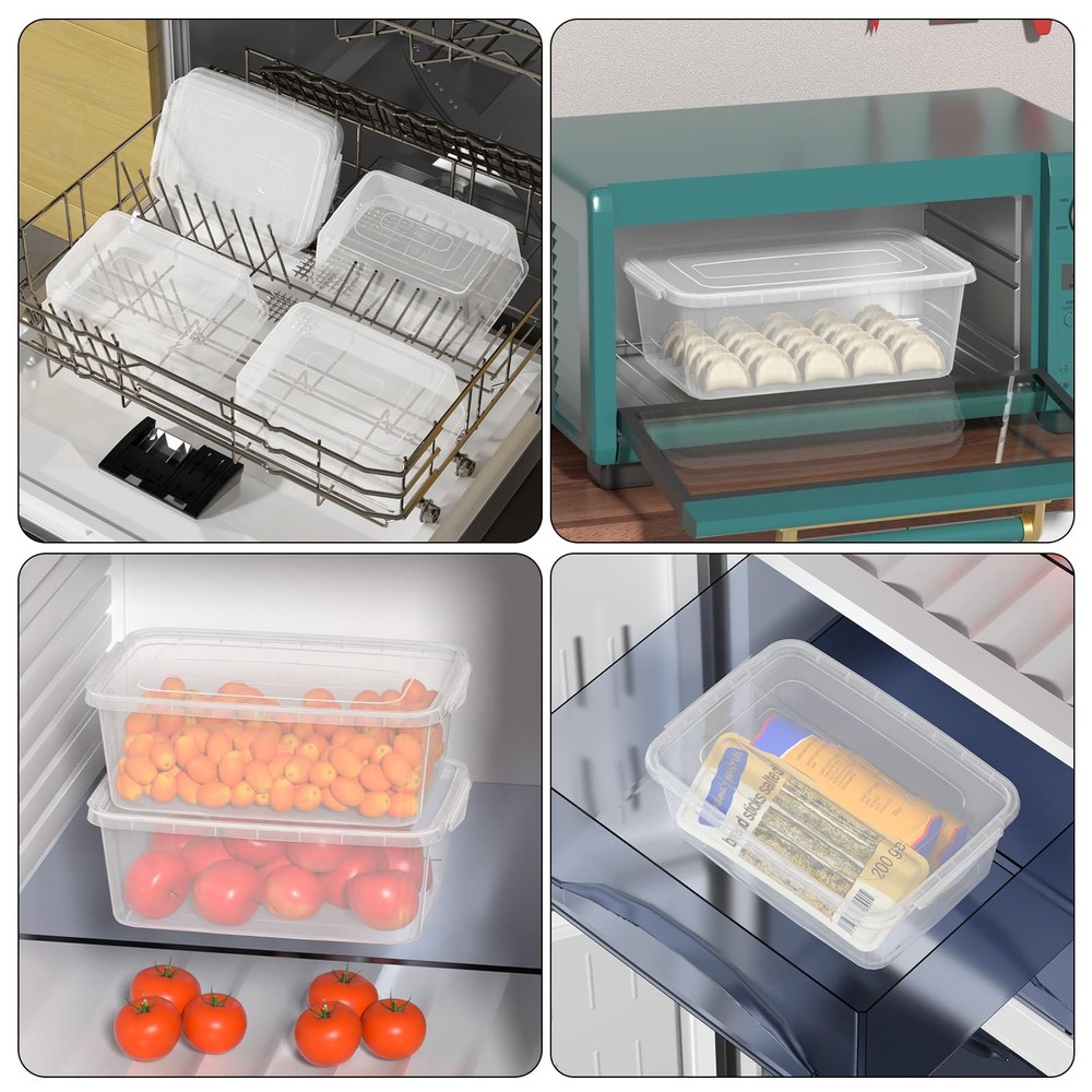 Clear Plastic Stackable Storage Bin Buckle Up Containers Lids 6.5 Quart 4 PCS