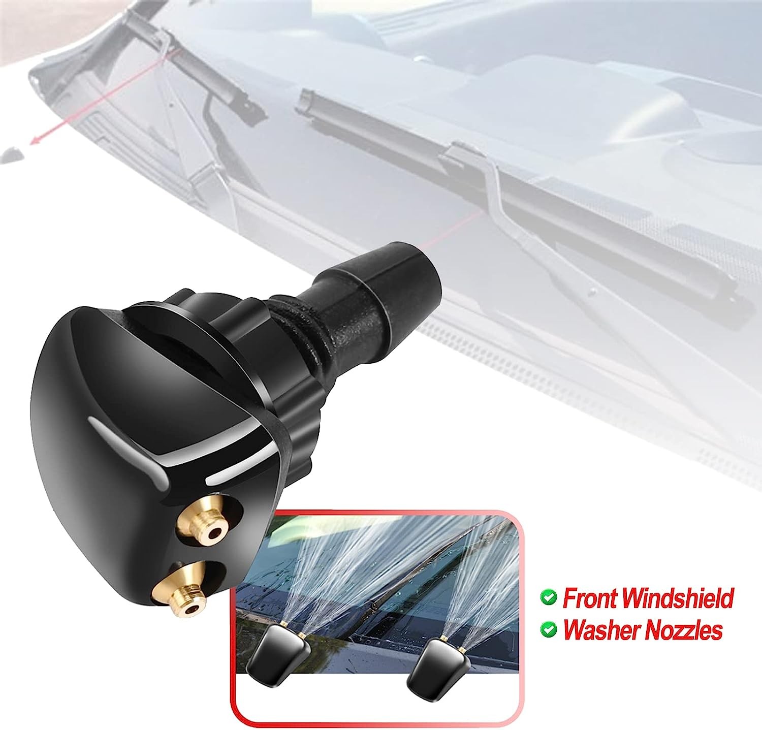 2xCar Windshield Wiper Washer Squirter Nozzle Spray Jet Kit Fluid Hose Universal