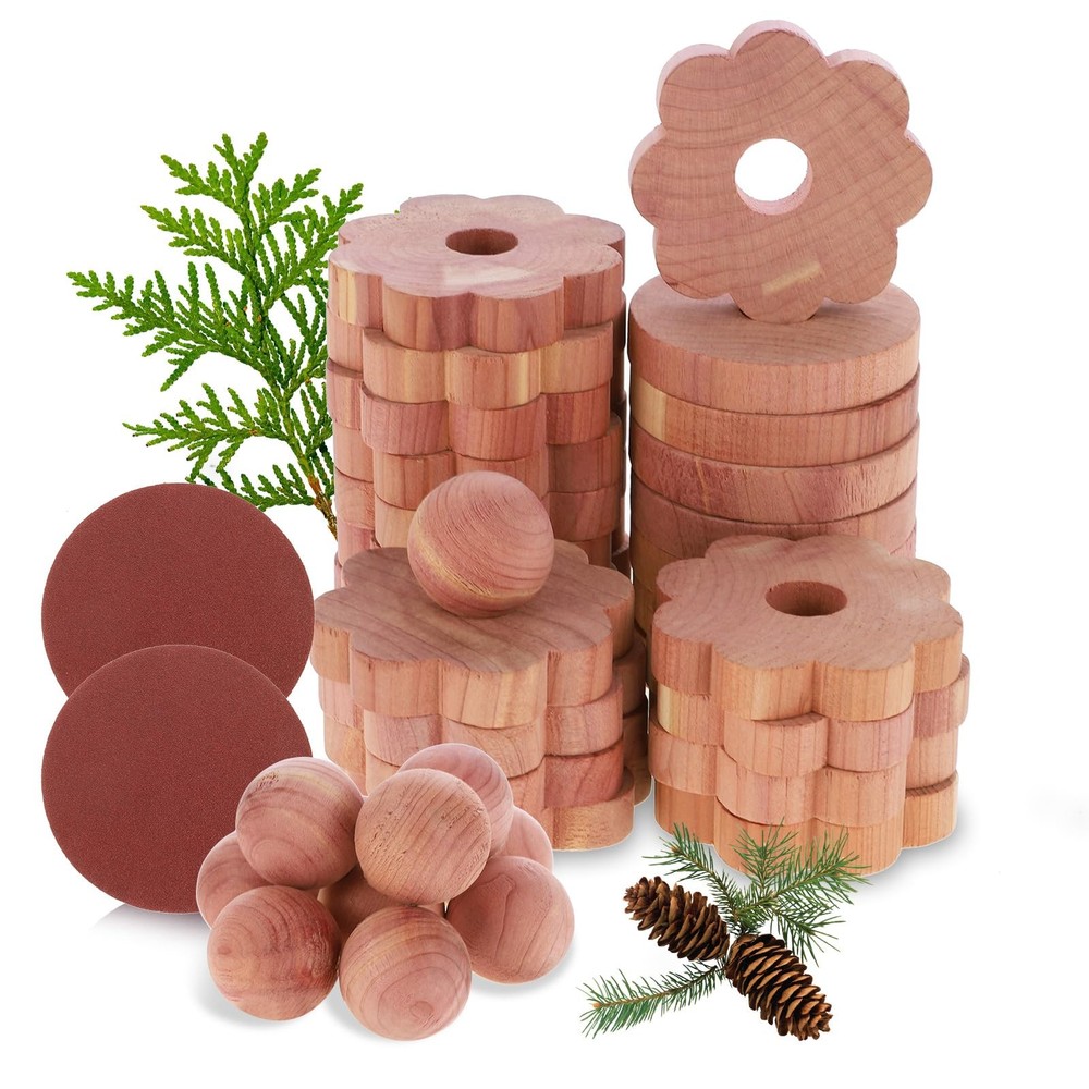 30 Pack Cedar Rings for Clothes Storage, Cedar Blocks