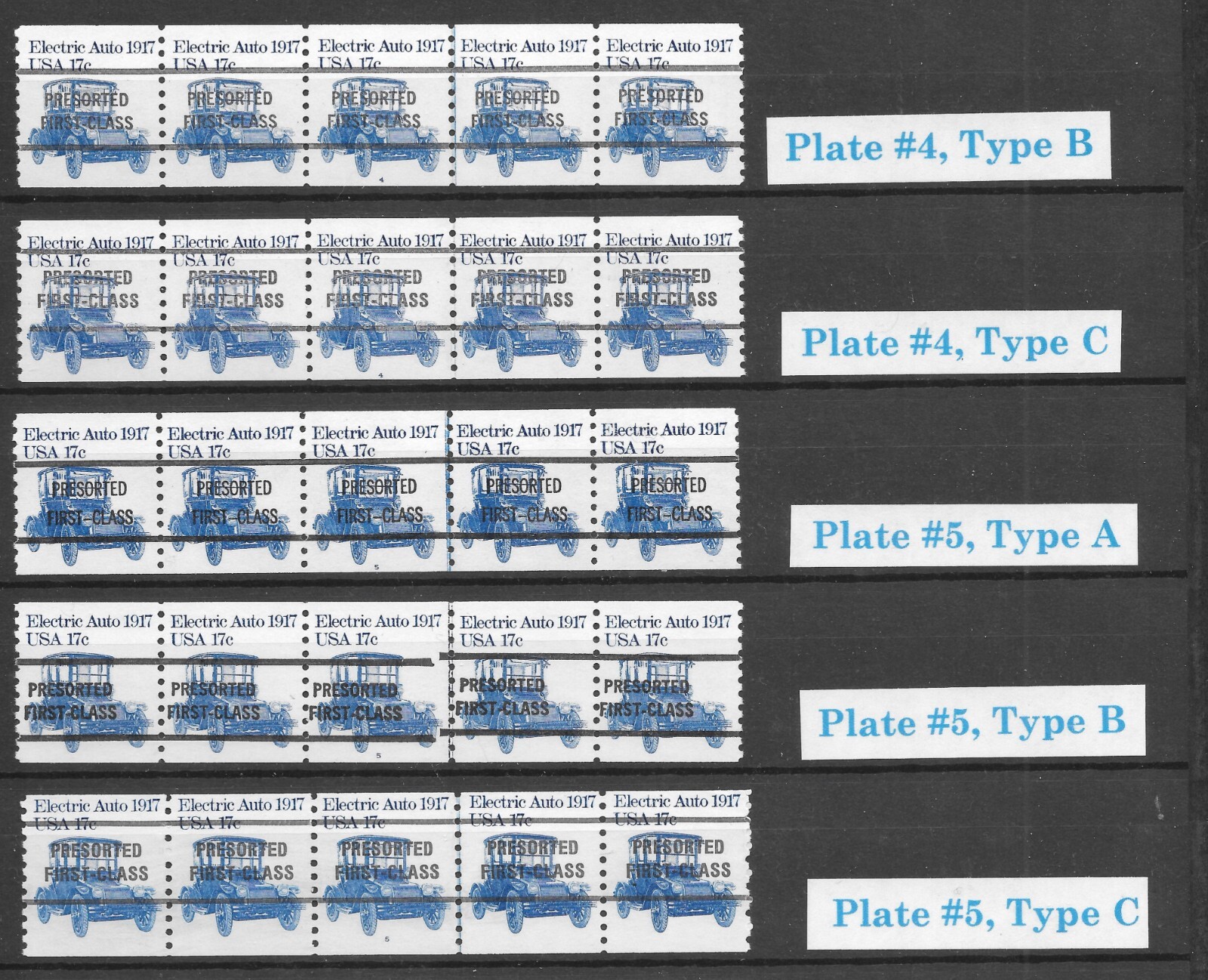 Scott # 1906-1906a 17c Auto PNC5s, Complete SET of 22, QUALITY! Cat.-$377.75