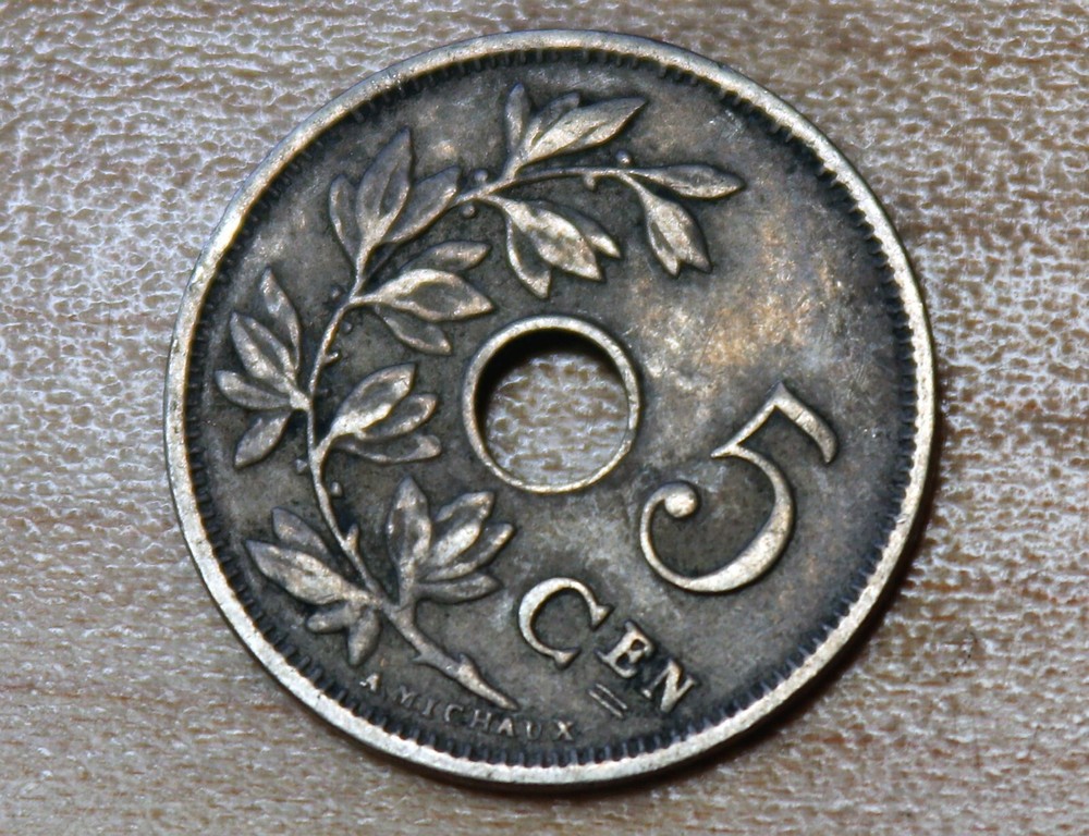 1910 Belgium 5 Centimes Dutch text