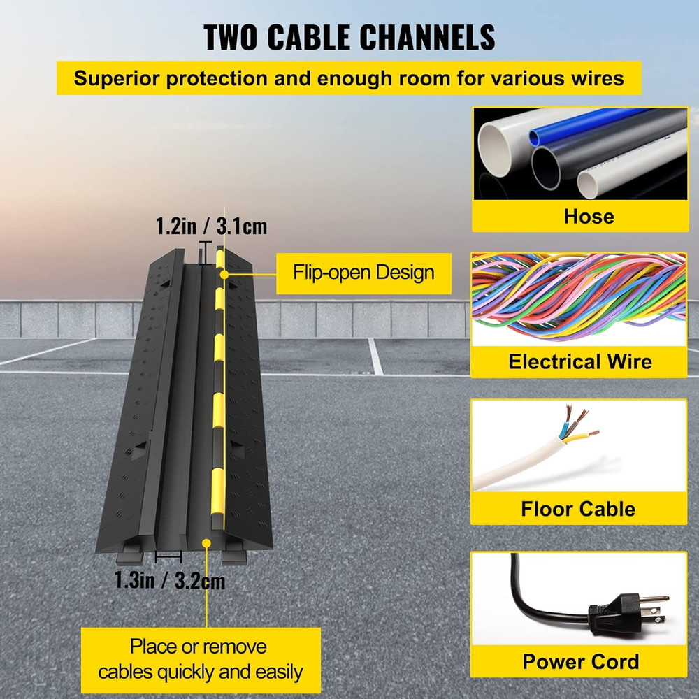 Heavy-Duty Cable Protector Ramp Set - 5 & 3 Pack, 11000Lbs Capacity