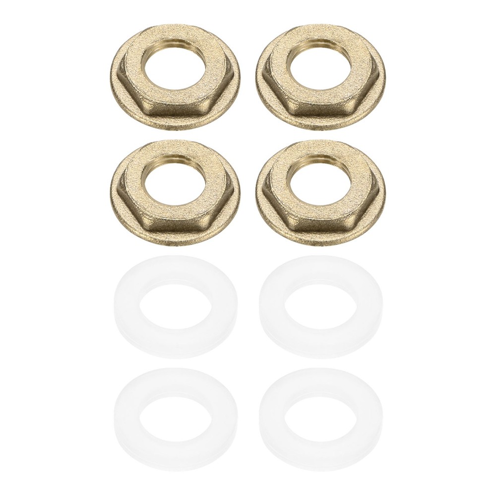 4 Pcs Brass G 1/4" Pipe Fitting Flange Hex Locknuts with Washer