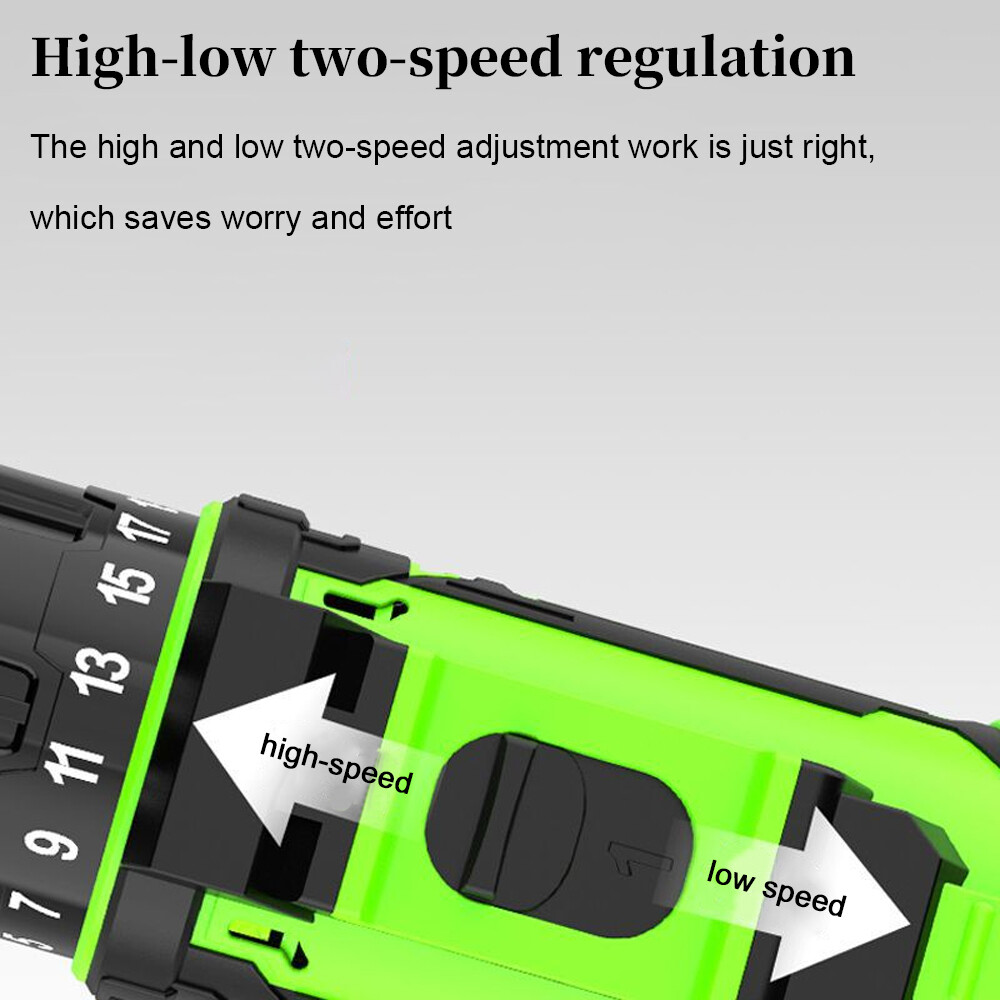 36Volt Drill 2 Speed Electric Cordless Drill / Driver with Bits Set 2 Battery A9