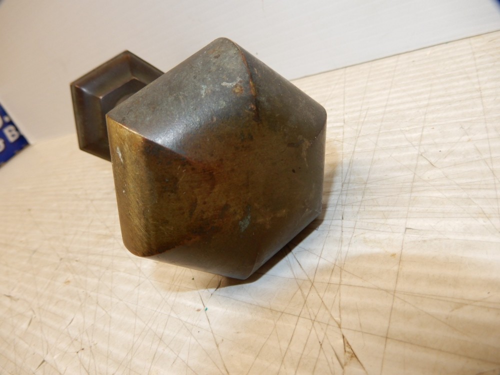ANTIQUE SET ARTS AND CRAFTS BRASS 6 SIDED DOOR KNOBS