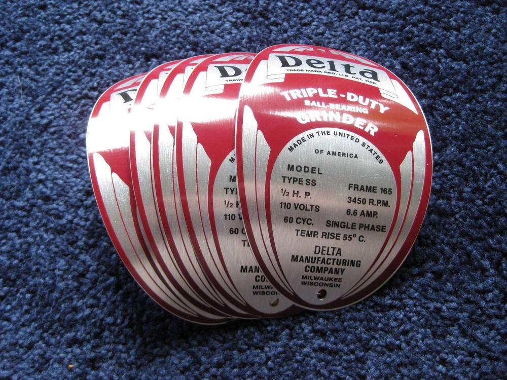 DELTA TRIPLE DUTY GRINDER NAME PLATE