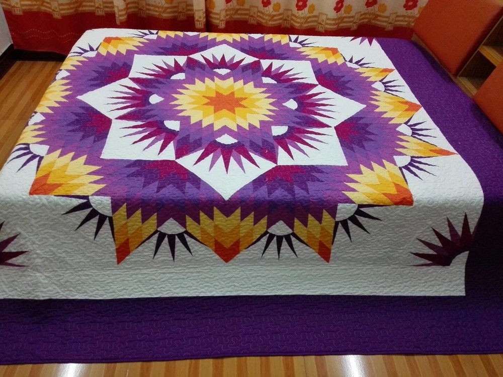 King size machine pieced and quilted Patchwork quilt#112