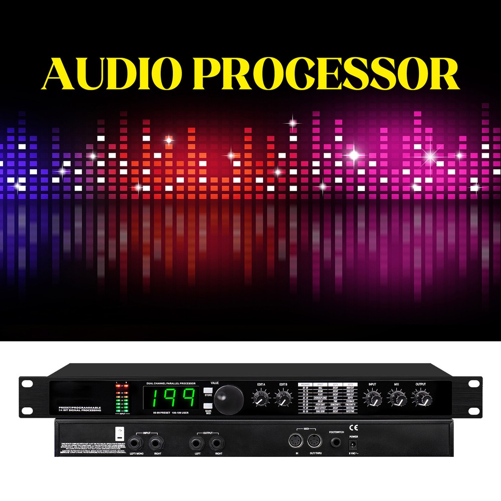 2024 Pro Digital Reverb Multi Effect Dsp Processor Audio Equalizer Vocal Mic
