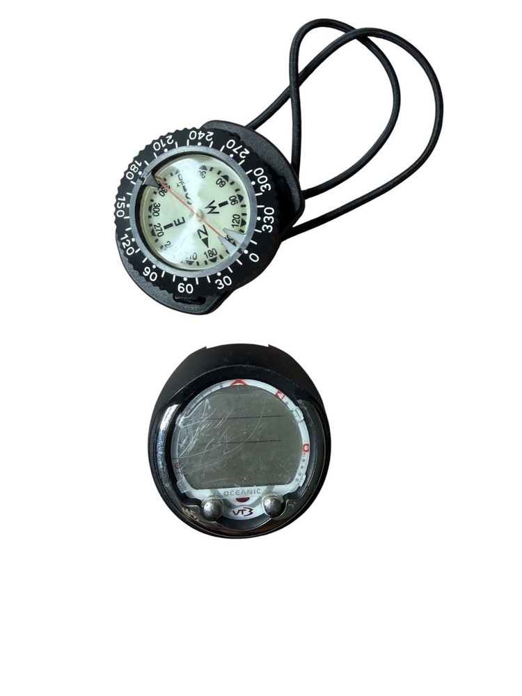 Dive Bundle – Oceanic VT3 Dive Computer + Bungee Compass – Untested / Parts