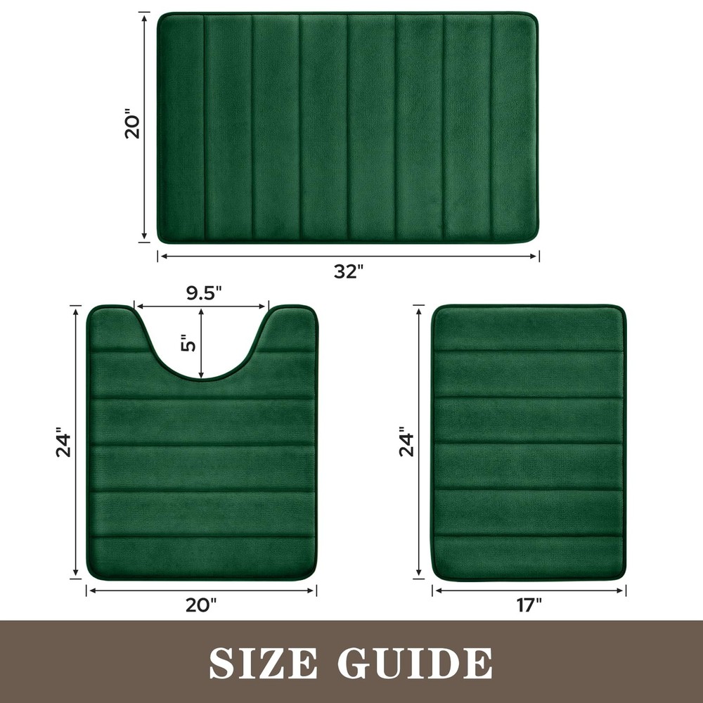BYSURE Dark Green 1'5" x 2'8" (Rectangular, U-shaped), Green-stripe