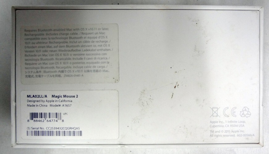 Authentic Apple Magic Mouse Version 2 MLA02LL/A Wireless Computer Mouse