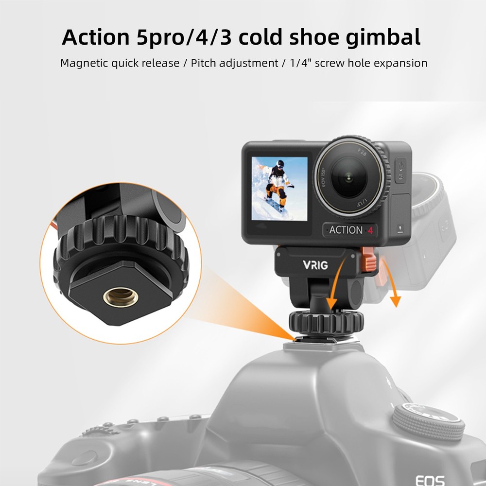 Cold Shoe Camera Mount Adapter Quick Release For DJI OSMO Action 5 Pro / 4 / 3