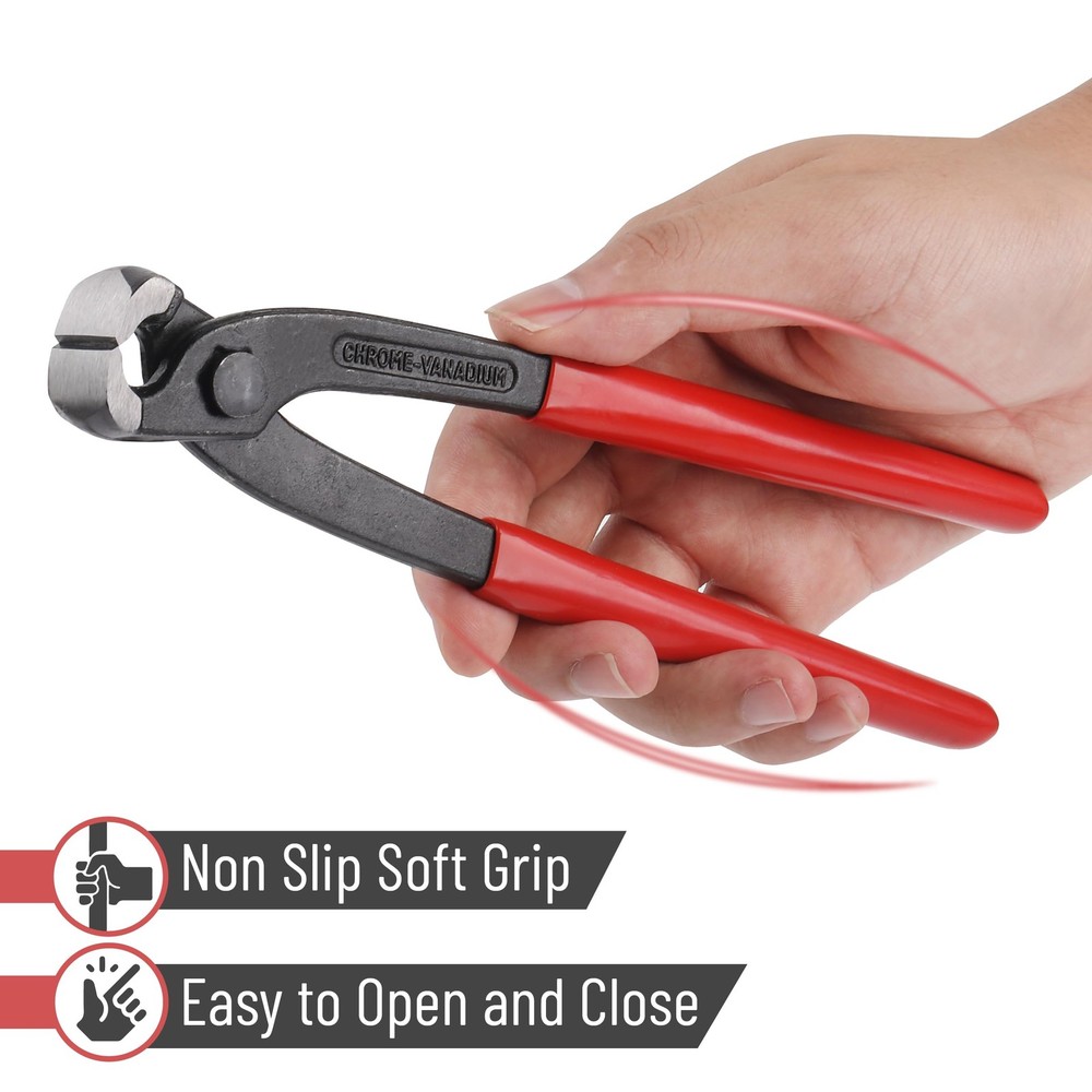 Bates Nail Puller - Red, 8-Inch, End Cutting Pliers, 8", 1 Pack, Red