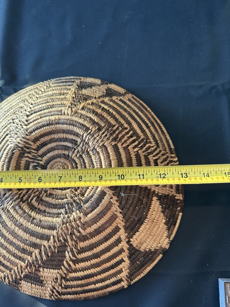 Handmade Botswana Woven Basket Platter Geometric Pattern 15”